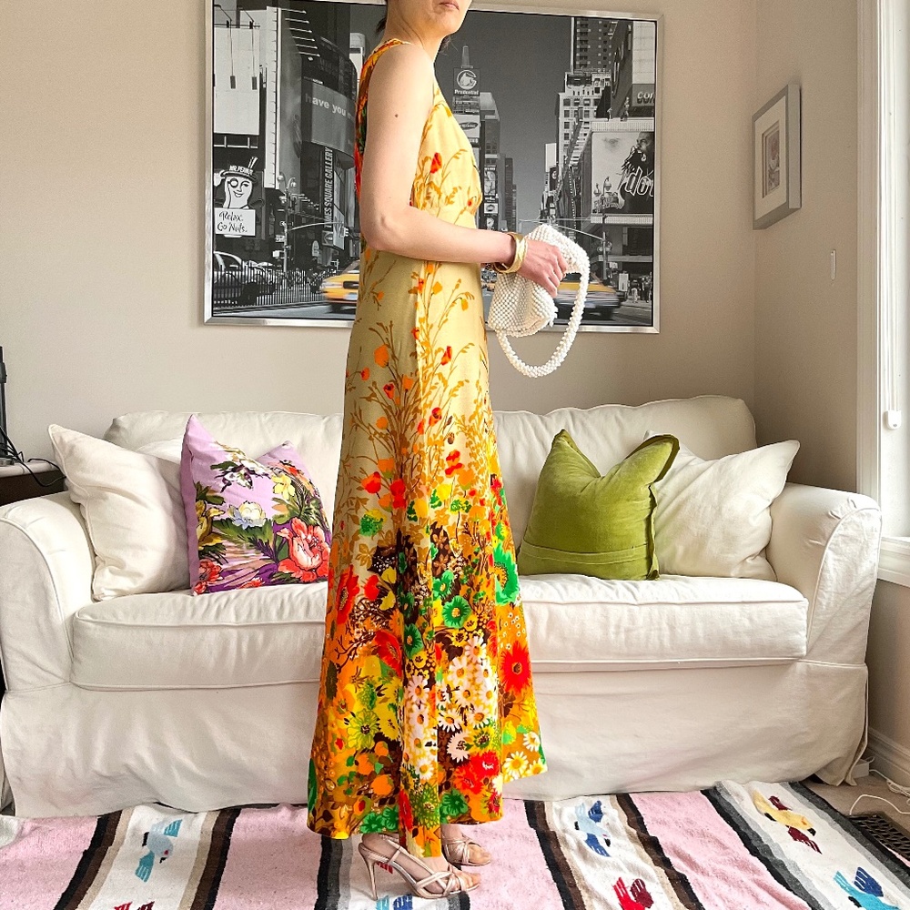 Vintage floral empire waist A-line maxi dress - Picture 4 of 13